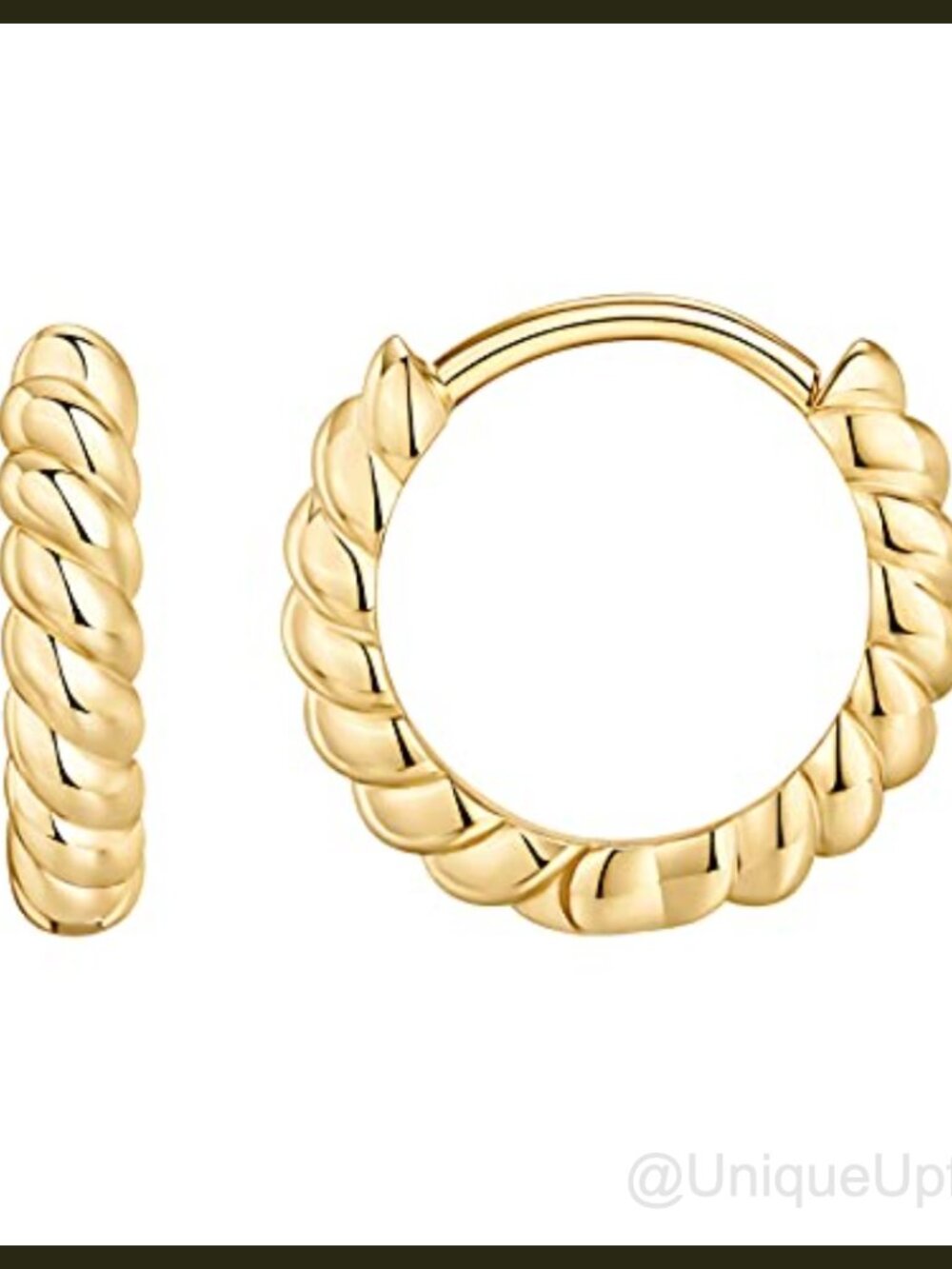 14K Gold Plated Twisted Huggie Earrings 925 Sterling Silver Post Dainty Mini